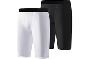 Hotfiary 2 Pack Youth Boys' Compression Shorts Performance Base Layers Workout Athletic Underwear for Kids