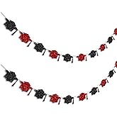 Vofrise Red and Black Graduation Decorations Class of 2026 Graduation Banner Pre-Strung Glitter Congrats Grad Cap Banner for Grad Party Decorations 2026