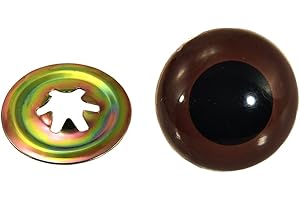 CALCASTLE CRAFT Animal Eyes with Black Centers & Metal Washers (15 mm - 8 pcs, Brown)
