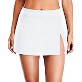 Holipick Womens Swim Skirt High Waist Bathing Suit Bottoms Side Slit Skirted Swimsuit Swim Skorts with Built-in Brief