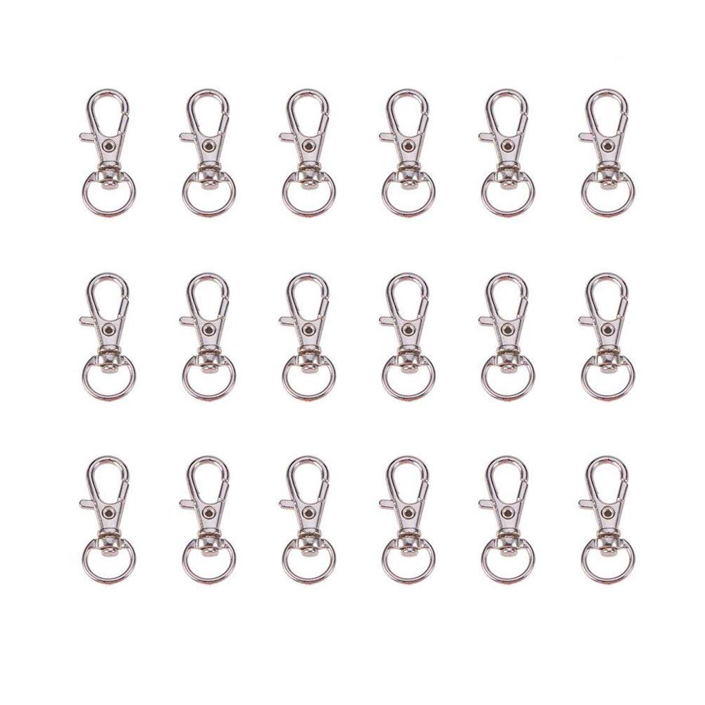 PH PandaHall 100pcs Swivel Keyrings Clasps, Metal Key Ring Clips Swivel Lobster Claw Clasps Snap Hoop for Keychain Keyring Lanyards Jewellery Making DIY Gifts Crafts, 32.5mm/1.25inch
