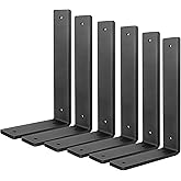 Floating Shelf Bracket 14 Inch, 6 Pack Heavy Duty Shelf Brackets, Black Wall Shelf Bracket for DIY Decorative with Mounting Hardware