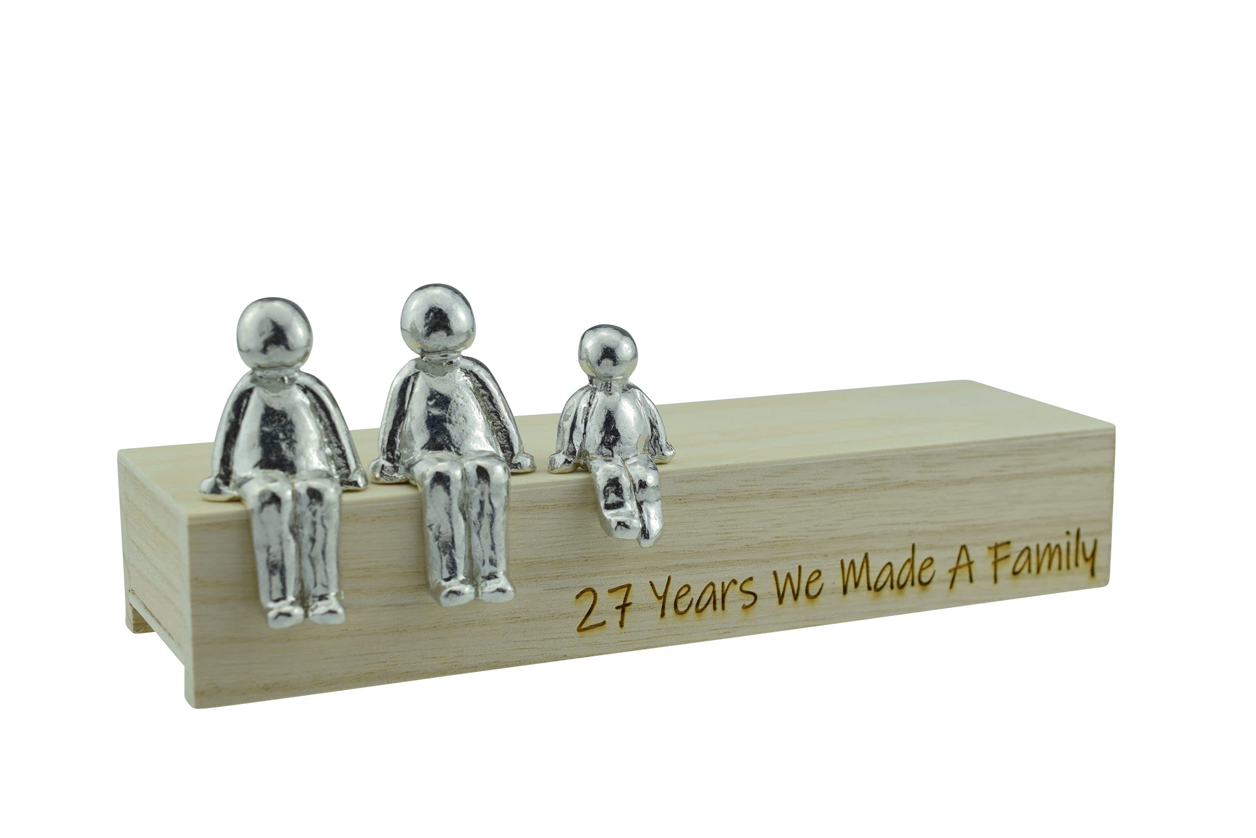 27th Anniversary Idea - 27 Years We Made A Family Metal Ornament - Choose Your Family Combination Box & Woodgrain May Vary(1 Child)