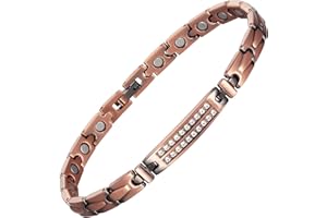 EnerMagiX Copper Ankle Bracelet for Women, 8.85in Adjustable Length with Crystal Magnetic Anklet, Healthy Jewelry Gift (0143)