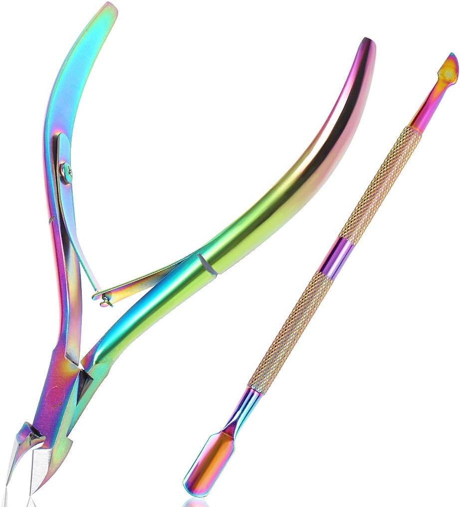 ZTMY Cuticle Clippers with Cuticle Pusher Set Stainless Steel Cuticle Cutter Nail Clipper