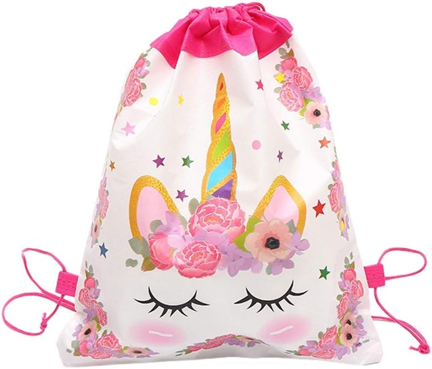 Unicorn Drawstring Bags Pink Sparkle Unicorn School Swimming Bag PE Kit (Gift Box Goodies) UK Seller (White/Gold)