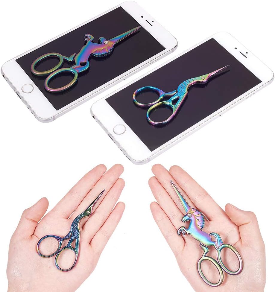 SUNNYCLUE 2pcs Embroidery Needlework Scissors, 3.7/4.5 Inch Stainless Steel for Fabric Cutting Dressmaking, Beard - Image 4