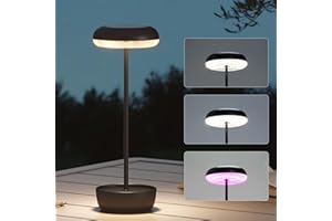 Solar Yard Outdoor Table Lamp, Cordless USB Solar Table Lamp for Patio Water Resistant, 3 Lighting Modes Solar Desk Lamp for Garden Outside Patio Bedroom Living Room, Black