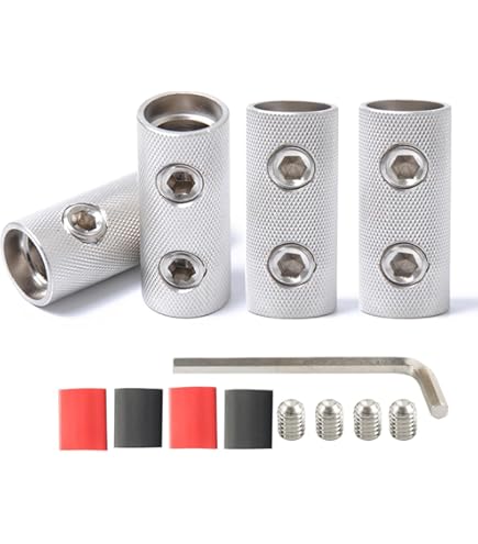 4 Wire Connectors Kit Heavy Duty Plated Brass Splice Battery Cable Butt Connector With Hex Wrench Screws For Car Audio Marine RV Truck - View #7
