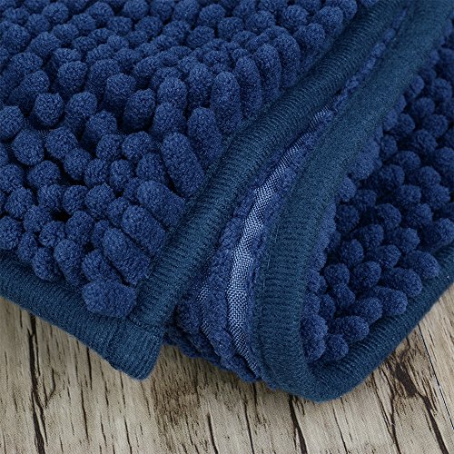 GUDLUK Absorbent Shaggy Bathroom Mats, 18 x 24 inch Microfiber Nonslip