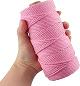 jijAcraft 3MM Pink Cotton Macrame Cord 100M String for Crafts DIY Wall Hanging view 3