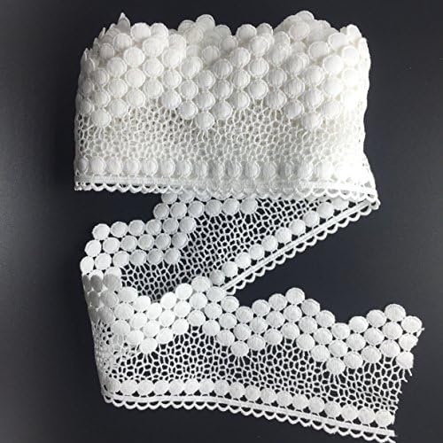 ELLA MAMA Lace Trim DIY Craft Ribbon 2-3/4“ x 3yds, Sewing Applique Craft (white)