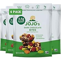 JOJO's Dark Chocolate Bites Made with Hemp, Plant Based Protein, Low Sugar, Low Carb, Vegan, Paleo & Keto Friendly, Healthy S