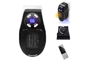 UPWSMA Upgrade Smart Wall Space Heater 500W/800W Portable Electric Small Heater With Adjustable Thermostat and Timer, Overheat Protection, LED Display,Safe Heater for Office Dorm Dog Room (Black-500W)