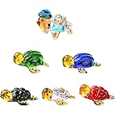 HUAAPLEVLA 6 Pcs Blown Turtles Tiny Glass Animals Handmade Mini Glass Figurines Lampwork Animal Figurines Sets for Home Decoration Collectibles and Gifts