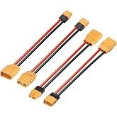 ELFCULB 2 Pairs XT60 to XT90 Adapter Cables 12AWG 0.5FT for RC | Includes both XT60-to-XT90 gender combinations with tinned copper wire for battery swaps, chargers, and RC equipment.