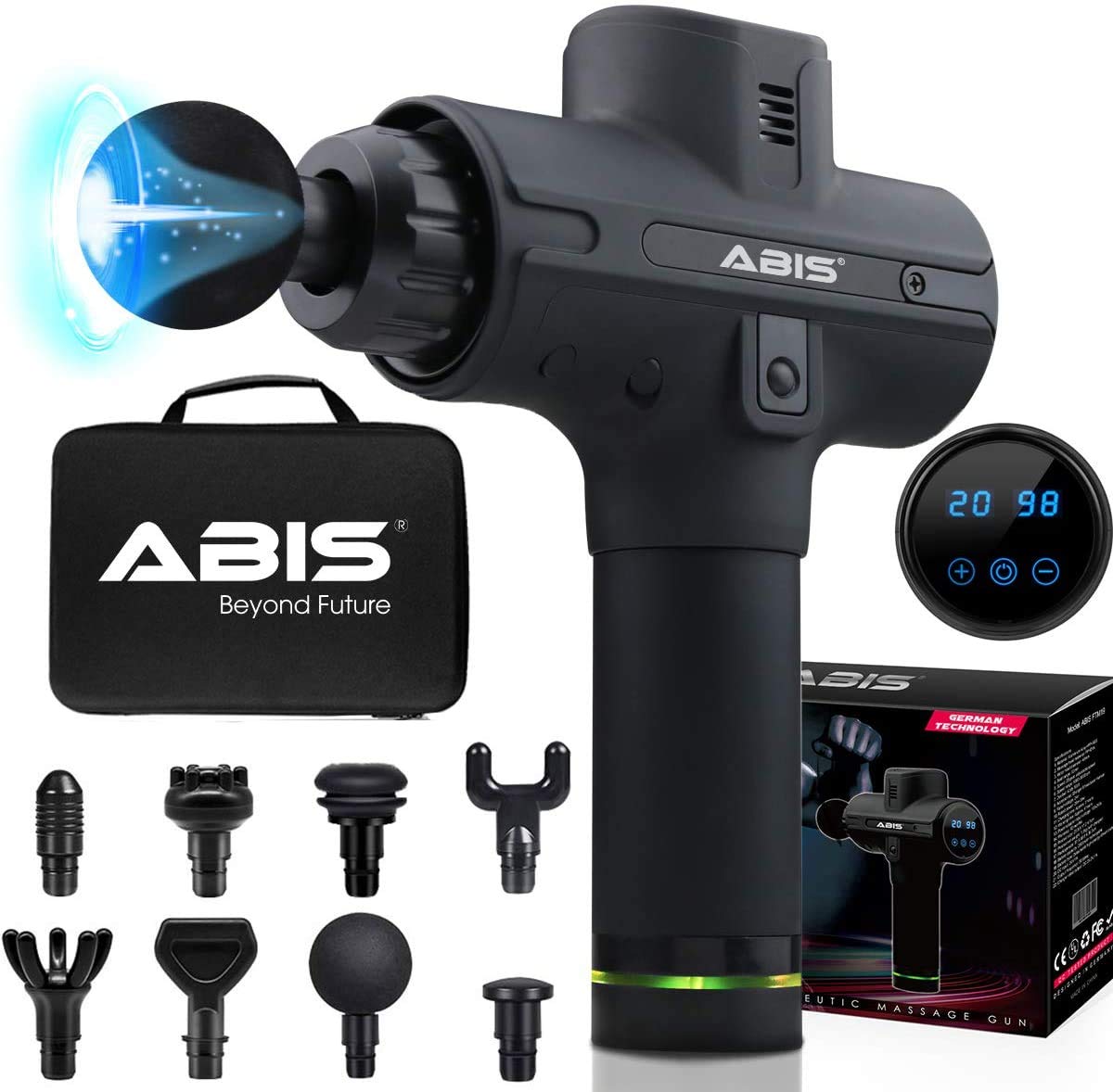 Muscle Massager Massage Gun Deep Tissue | Percussion Sports Handheld Electric LCD Touch Display Control Body Massagers for Athletes Pain Relief & Relax Body Cordless Therapy Fascia Head to Feet