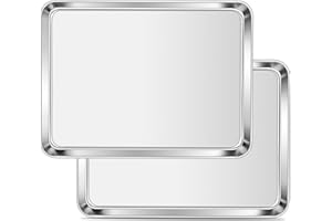 Homikit 2 Pack Baking Sheet, 10 x 8 Inch Stainless Steel Cookie Tray Set for Cooking Toasting, Small Metal Toaster Oven Bakin