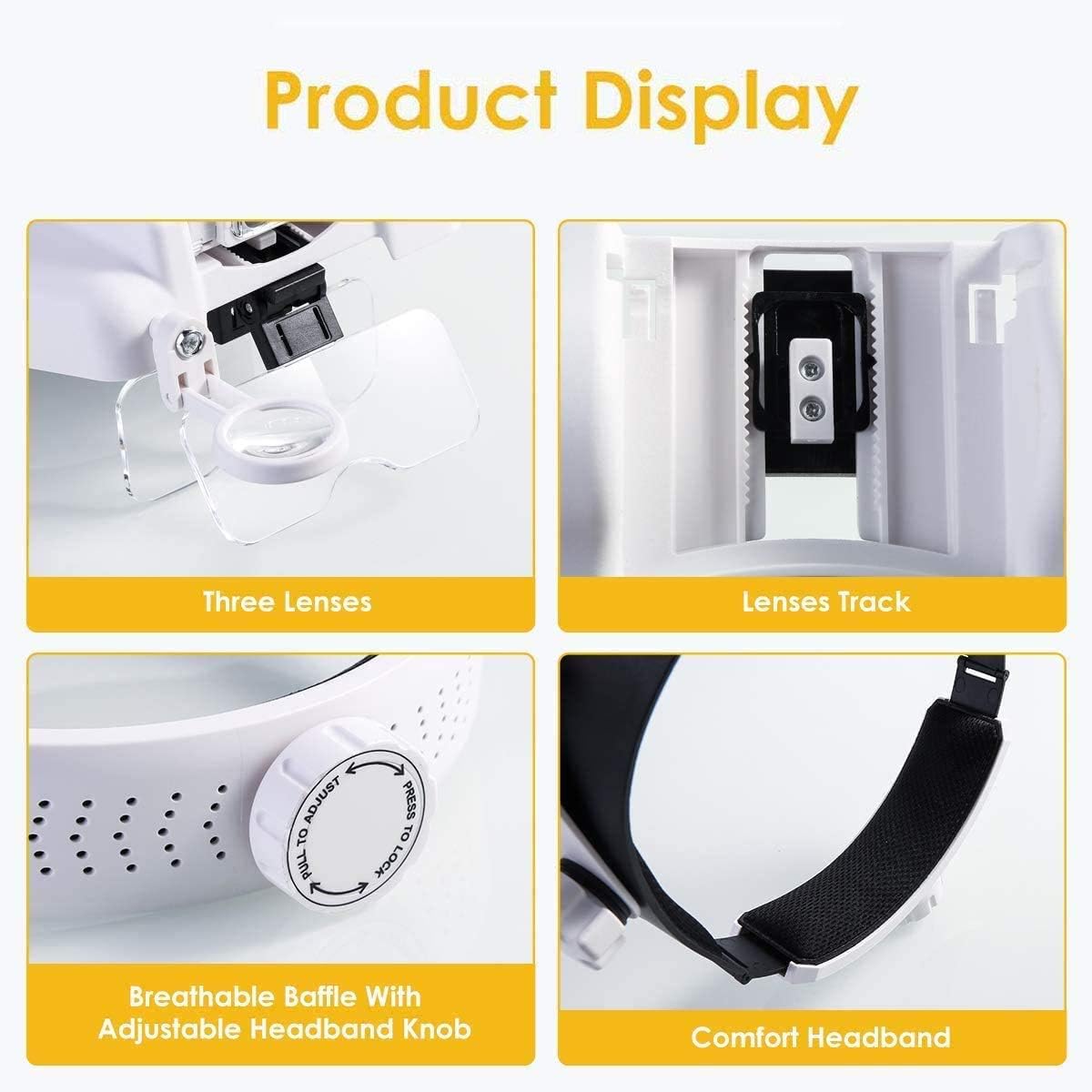 Lychee magnifying glass with lighting, head-mounted magnifying mask with 3 decorative magnifying glass LEDs - Image 4