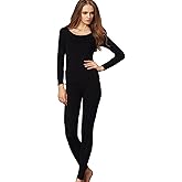 Liang Rou Women's Crewneck Long Johns Ultra Thin Modal Thermal Underwear Top & Bottom Set