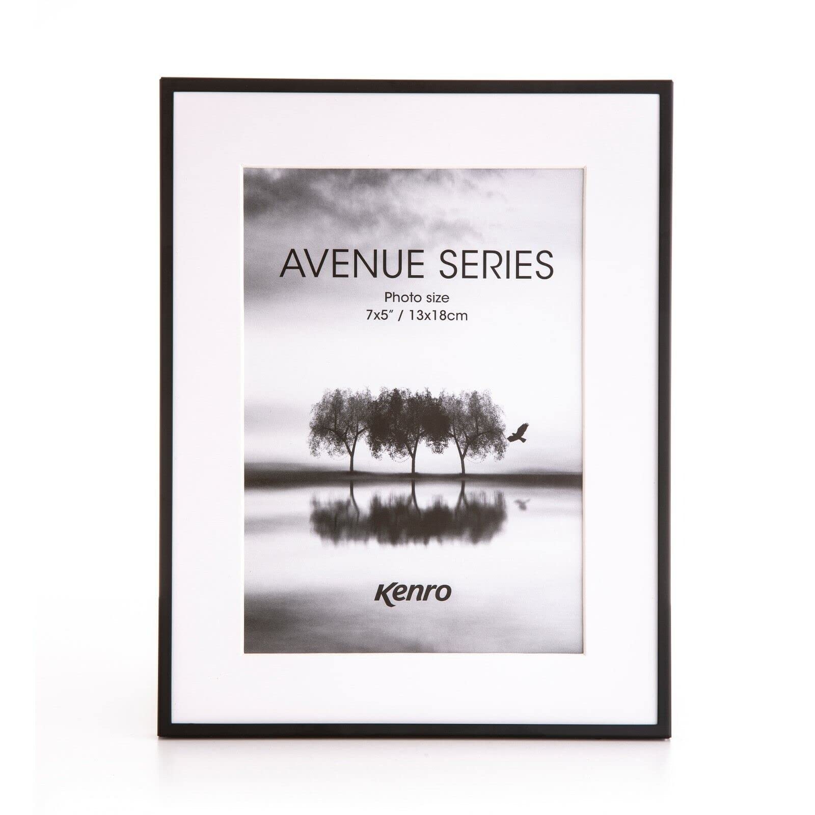 Kenro Avenue Black Photo Frame 8x10 Inch / 20x25cm with Mat for Photo 8x6 Inch / 15x20cm - AVE1520B