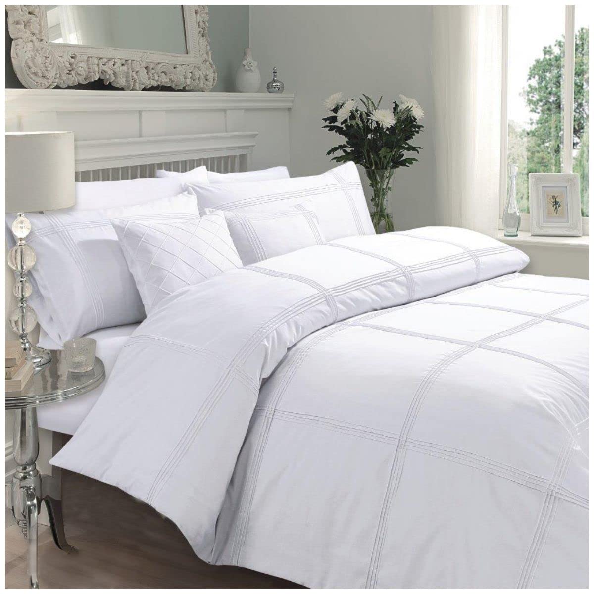 GC GAVENO CAVAILIA Gaveno Cavalia Signature Collection Hamlet Set With Duvet Cover and Pillow Case White Single, Polyester-Cotton