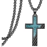 Tiaxiemo Cross Necklace 925 Sterling Silver Turquoise Cross Necklace Christian Jewelry Gifts for Men