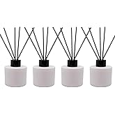 100ML Reed Diffuser Sets,3.4 OZ Empty Matte Round Glass Bottle with Black Sticks,Fragrance Replacement Container for Home 4PCS (Matte White)