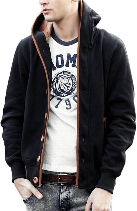 Amazon ソーロ トゥ デザイン マウンテン パーカー 裏起毛 ブルゾン トレーナー アウター 黒 ブラック 厚手 紳士 カーディガン メンズ 暖かい かっこいい オフィス カジュアル きれいめ アウトドア ストリート系 1 M ブラック トレーナー パーカー 通販