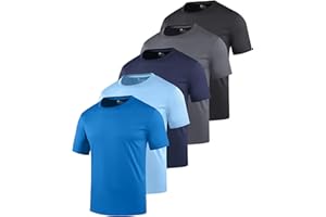 ZITY 5 Pack Classic Tshirt for Men- Men's Rash Guard Short Sleeve UPF 50+ Sun Protection Moisture Wicking Athletic Shirts