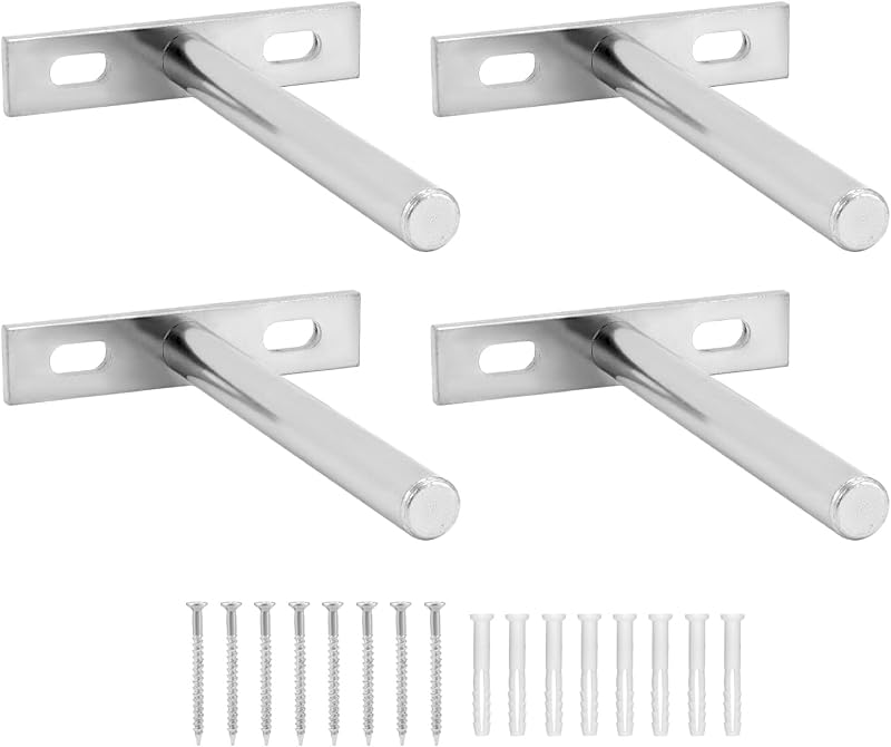 QWORK Floating Shelf Bracket 4 Inch 100mm Set of 4 with Screws