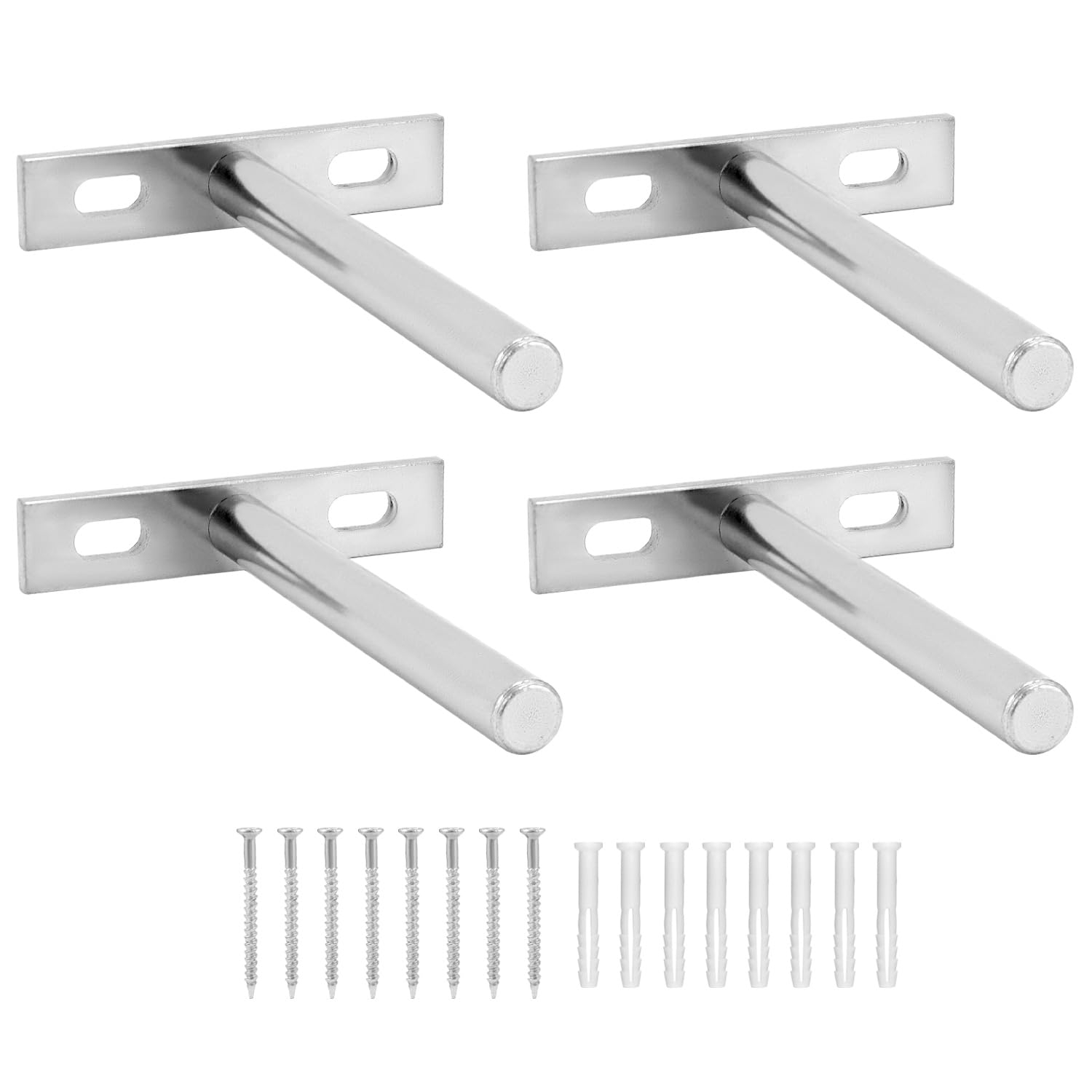 QWORK® 4 Pcs Floating Shelf Bracket 4 Inch 100mm Heavy Duty Hidden Shelf Brackets with Mounting Screws for Wall Mounted Decoration Cabinet Furniture Shelf Support