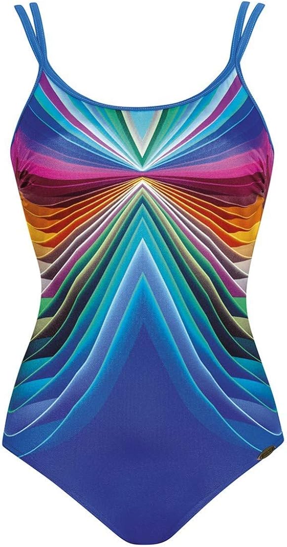 Sunflair 222662643 Women's Mastectomy Blue Striped Costume One Piece