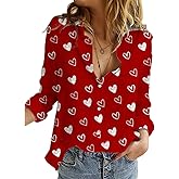 Hawaiian Button Down Shirts for Women Halloween Thankgiving Christmas Valentines St Patricks Long Sleeve Tops Blouse