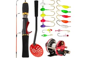 Lixada Ice Fishing Gear Set Ice Fishing Rod and Reel Combo with Ice Fishing SCO-op and Ice Fishing Hook