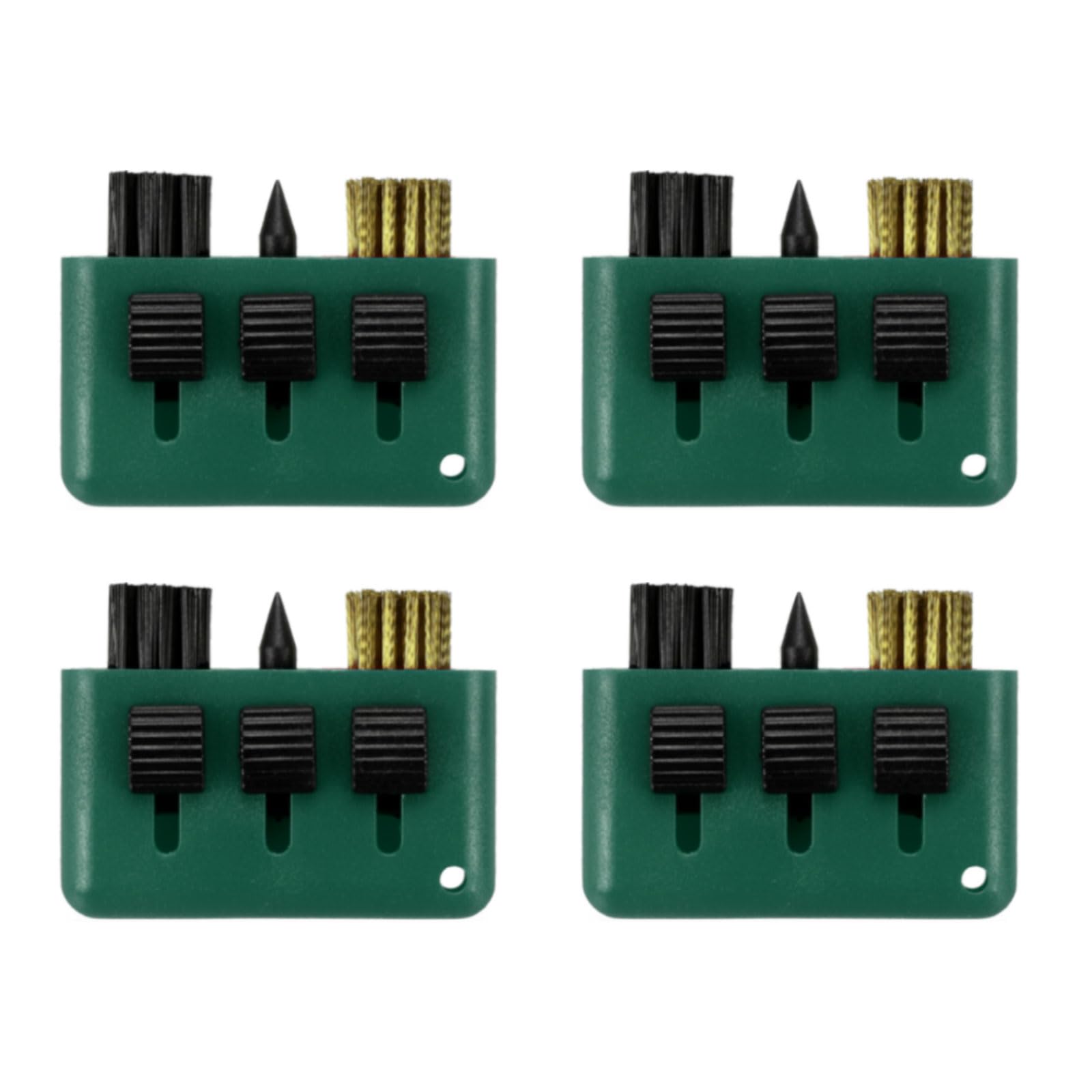 PATIKIL Golf Club Brush, 4 Pack Pocket Golf Club Groove Cleaner 3 In1 Retractable Sharpener Nylon and Wire Bristles, Green