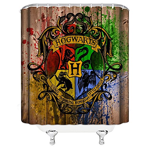 Amhnf Harry Potter Hogwarts Badge Shower Curtains Creative Brown