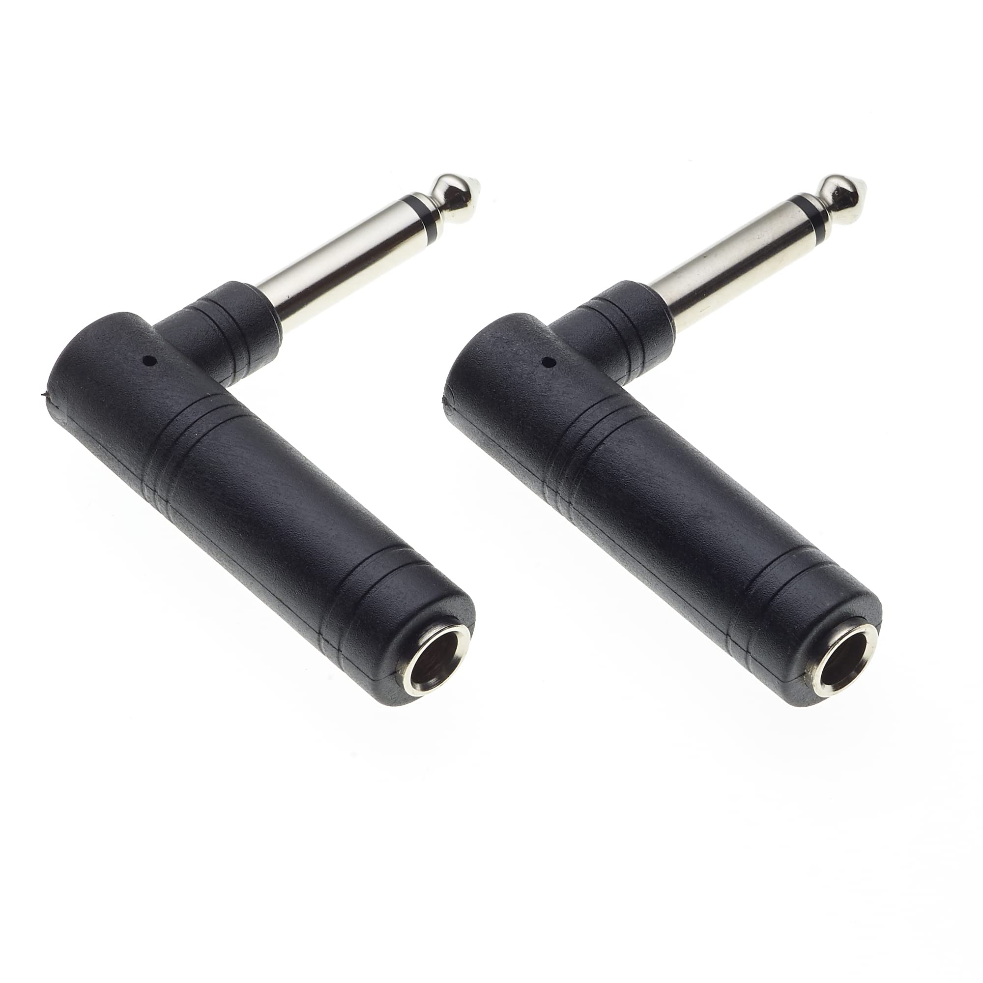 Keple 6.35mm Mono Jack to 6.35mm Mono Socket Jack 90 Degree Adaptor for Guitar, AMP, Speaker Pack of 2