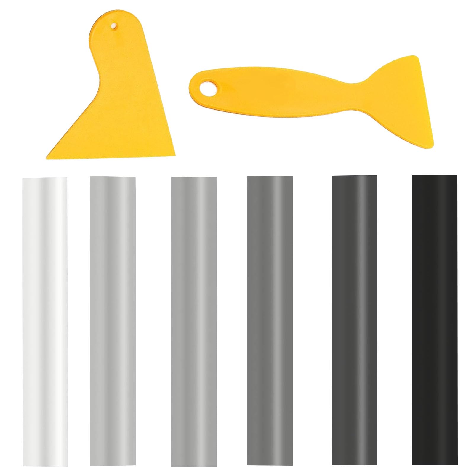 6pcs Wood Filler Wax Repair Sticks, Laminate Floor Repair Kit, Wax Filler Wood Repair Sticks, Upgrade Wood Scratch Remover, Laminate Floor Scratch Repair with 2 Scrapers, Grey Series