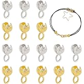 SUPERFINDINGS 40pcs 2 Color Brass Bead Tips 11x6mm Terminators Crimp End Tips Covers Knot Covers Beads with 3mm Hole for Jewelry Making