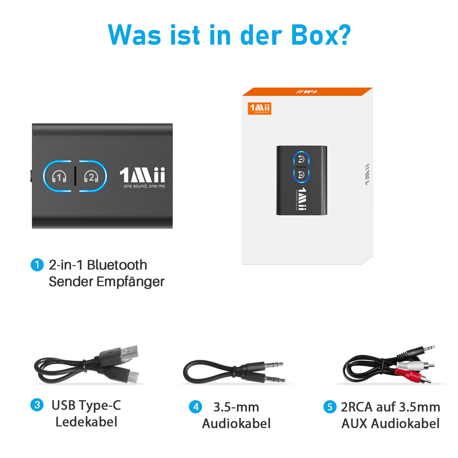 1Mii ML300 Bluetooth 5.3 Adapter für TV und Kopfhörer, 2-in-1 Sender Empfänger, Bluetooth Transmitter mit Dual Link, aptX Adaptive/HD Low Latency, 3,5mm Klinke AUX für Stereoanlage 8