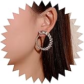 Andelaisi Boho Crystal Circle Earrings Gold Rhinestone Circle Hoop Earrings Vintage Cz Circle Studs Earrings Sparkly Cz Crystal Circle Ring Earrings Jewelry for Women