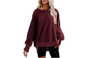 KICILVS Oversized Sweatshirt for Women Crewneck Long Sleeve Tops Casual Slit Slouchy Pullover Fall Clothes 2023 Trendy