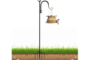 OZMI Shepherds Hook for Outdoor, 64 Inch Adjustable Heavy Duty Bird Feeder Pole with 5 Prong Base, Bird Feeder Stand Hanger for Plant Baskets, Lanterns, Wind Chimes, Hummingbird Feeder (1 Pack)