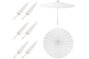 MECCANIXITY 6 Pcs Paper Umbrellas,23.6" Paper Parasol Umbrella DIY Oiled Painting for Photography Props Craft Party Wedding D