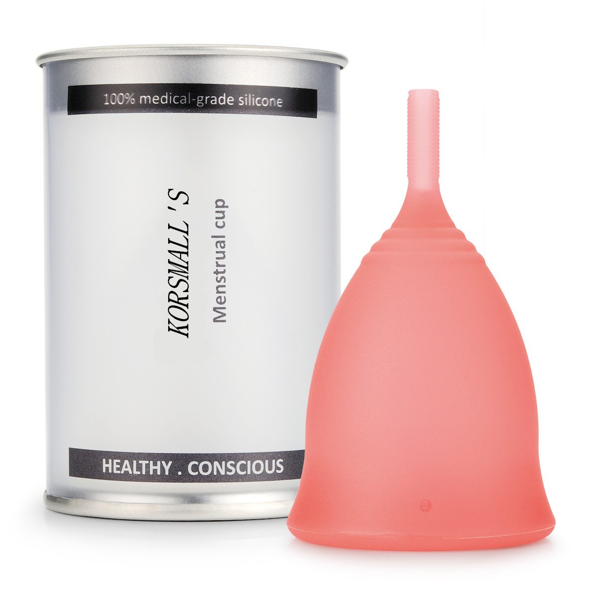 Reusable Menstrual Cup by KORSMALL，Economical Feminine Alternative Protection for Cloth Sanitary Napkins,Most Comfortable Period Cups- Soft, Flexible, Medical-Grade Silicone (Red, Small)