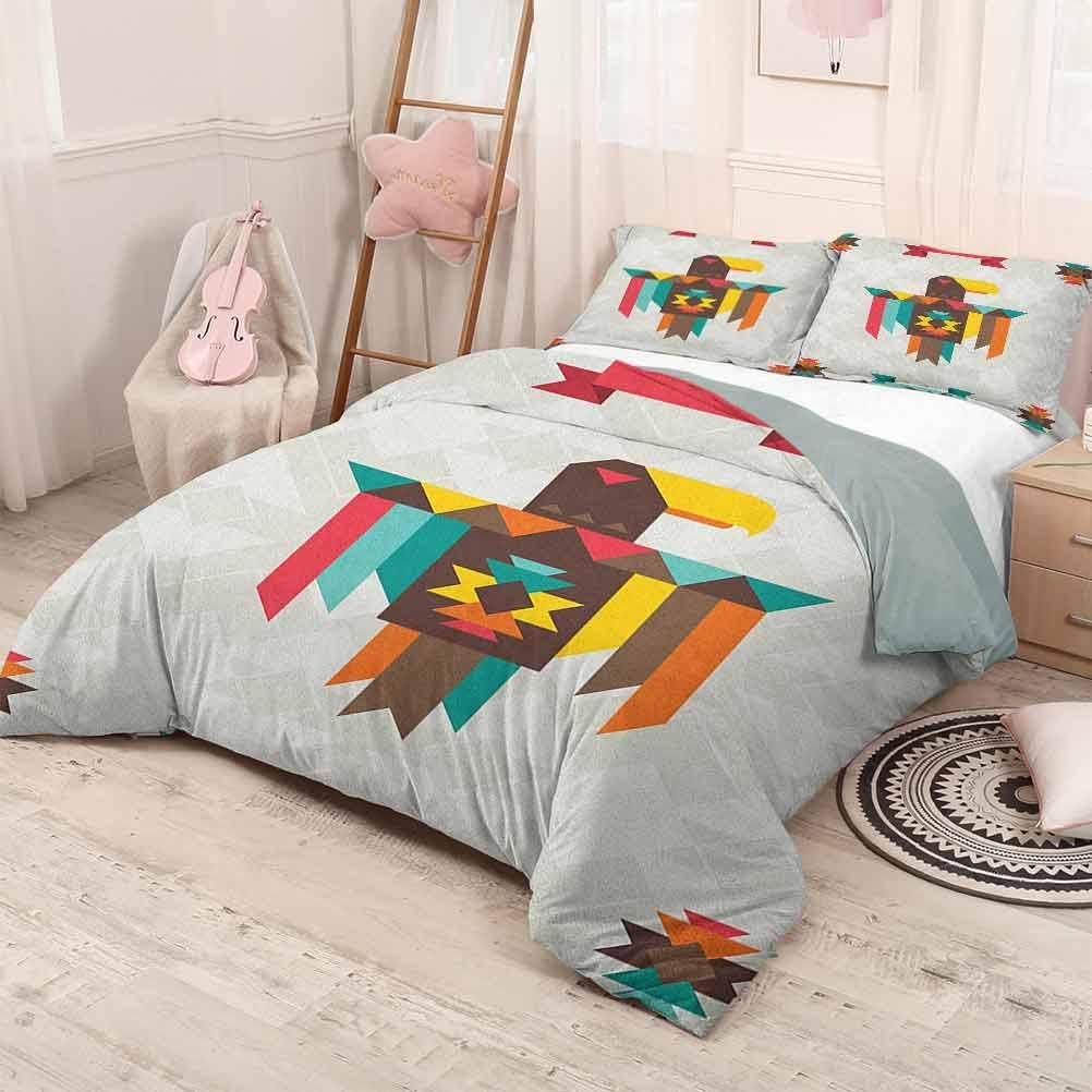 prunushome Southwestern BeddingSets Duvet Cover Composition with an Eagle in Native