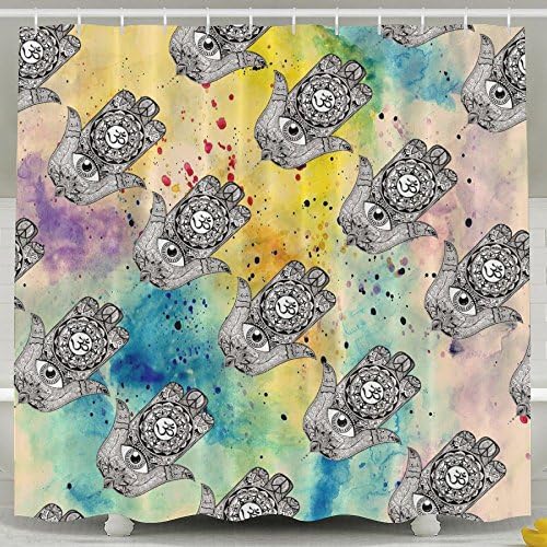 MAR Buddha HAMSA Waterproof Shower Curtain 60x72 Anti-bacterial \r\nMildew Resistant Bath Curtain