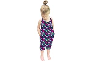 RAISEVERN Toddler Girls Halter Backless Romper Baby Kid Jumpsuit Pants Clothes with Pocket Size 1-6 T