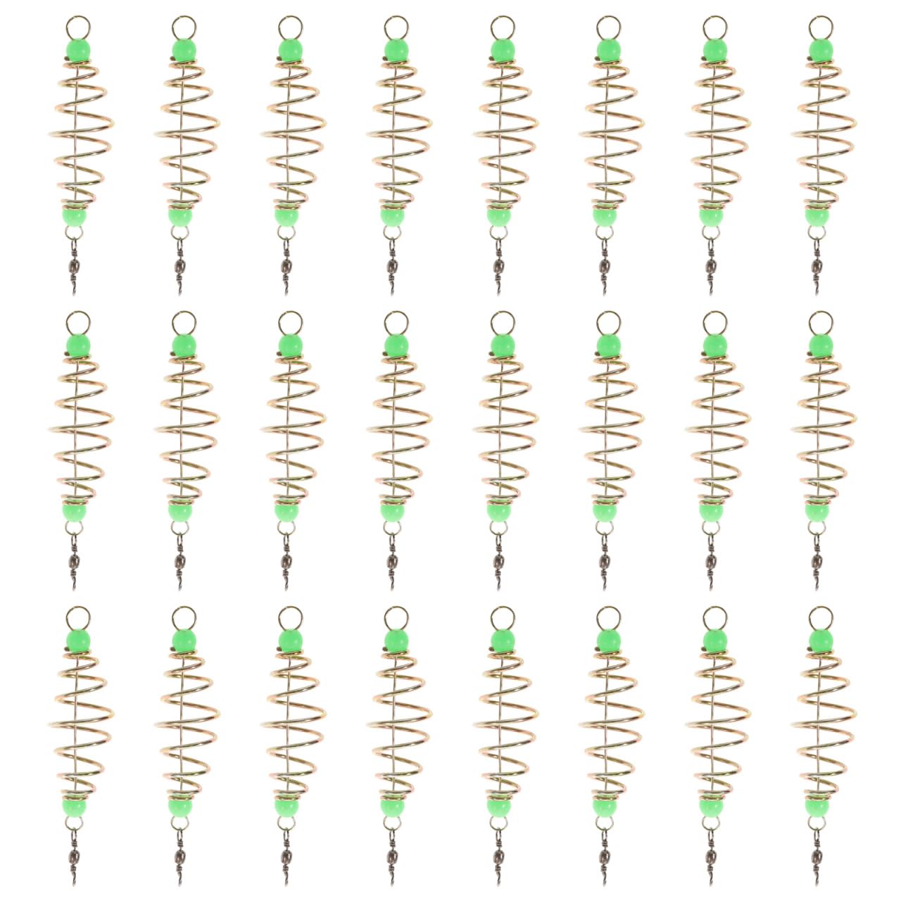 Homoyoyo Luminous Bead Spring Fishing Bait Cage Feeder 24Pcs Carbon Steel Olive Shape Fishing Accessories for Carp and Crab